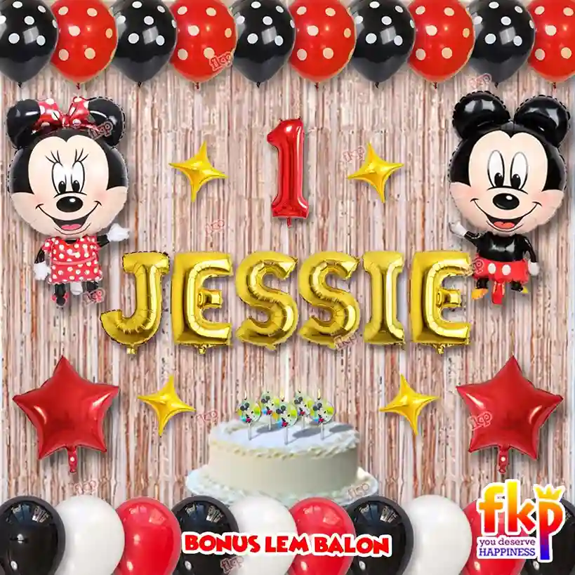 Mickey Minnie Bintang Merah T Rose Gold