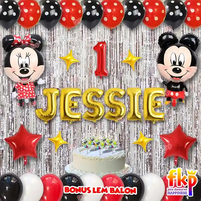Mickey Minnie Bintang Merah T Silver